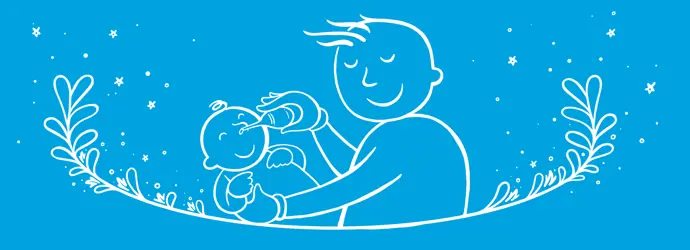 Un GIF de un padre limpiando la nariz de su bebé con un aspirador nasal.
