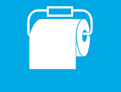 Un GIF de una mano cogiendo papel higiénico, y después una toallita húmeda de un paquete abierto.
